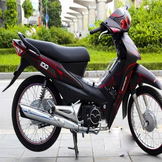 Tem trùm wave đen chỉ đỏ alpha 100, độ phủ bộ team decal cho xe máy rẻ đẹp (dán đời 2006-2016)