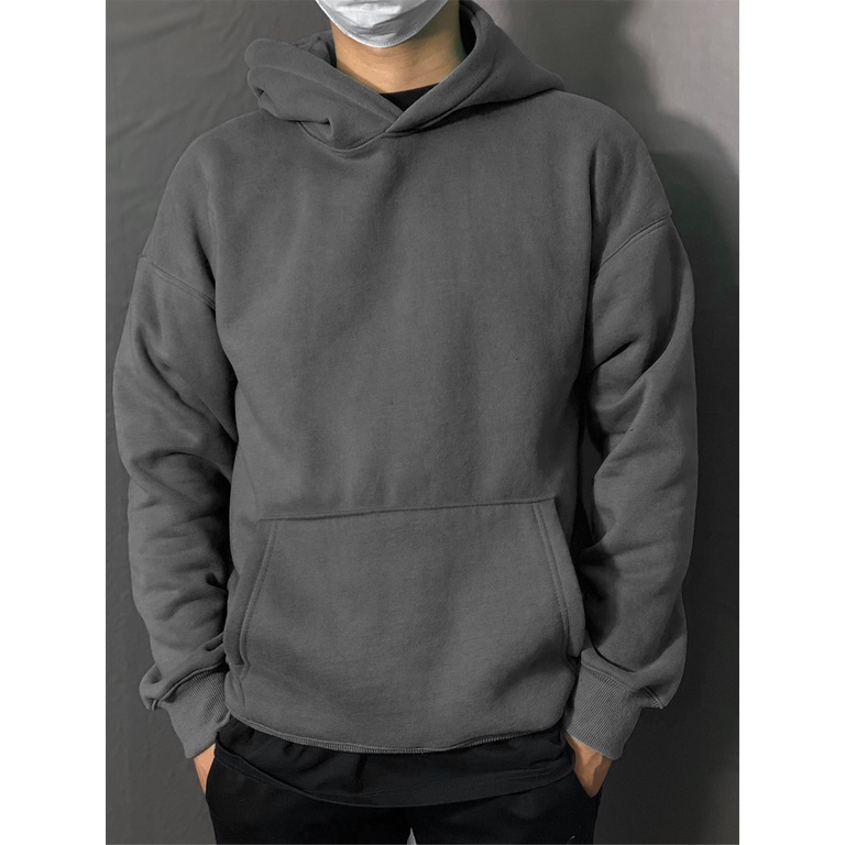 Áo Hoodie trơn Unisex đôi form rộng nam nữ vải Nỉ Bông