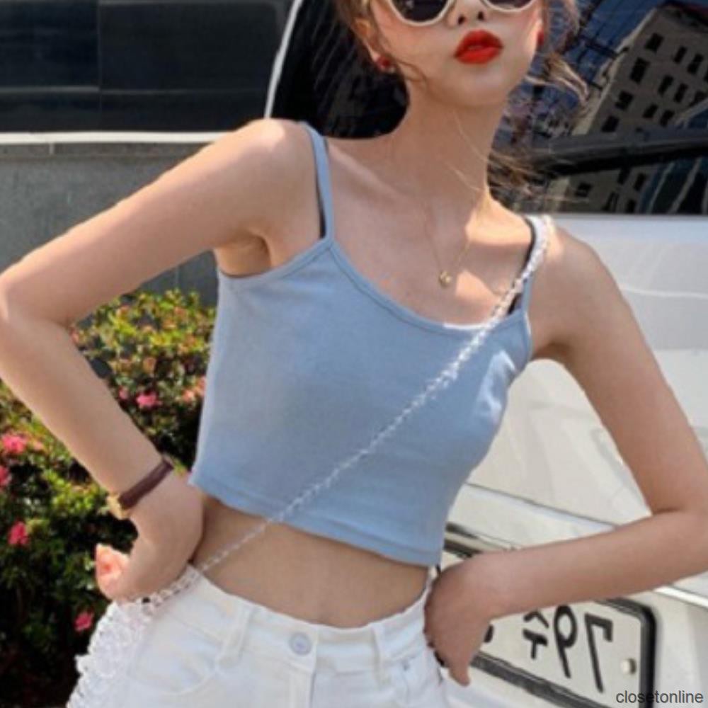 Áo Hai Dây Ngắn Màu Sắc Đơn Giản Chất Liệu Cotton Thời Trang Mùa Hè Cho Nữ | BigBuy360 - bigbuy360.vn