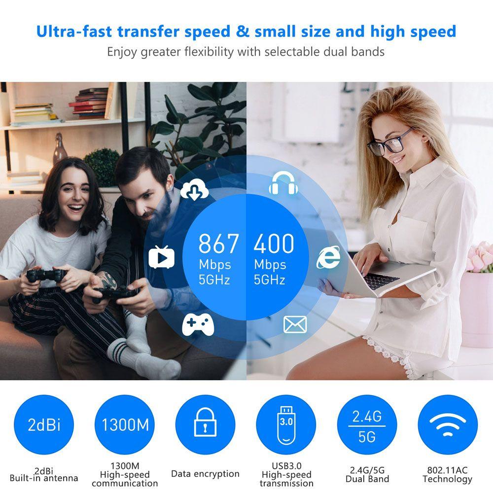 Thiết Bị Kết Nối WIFI Băng Tần Kép Cho PC Laptop