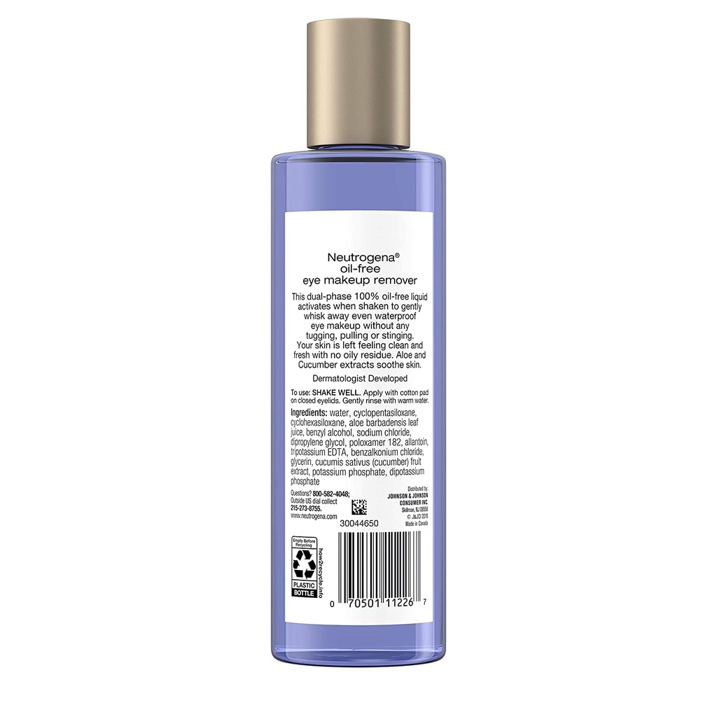 Tẩy trang mắt môi Neutrogena Oil free Eye makeup Remover, Tẩy trang Neutrogena big size 236ml hàng Mỹ