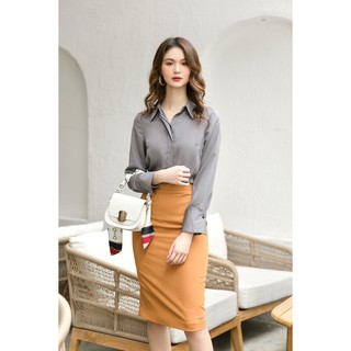 Áo Sơ Mi Cát Hàn Xám Đậm Melani