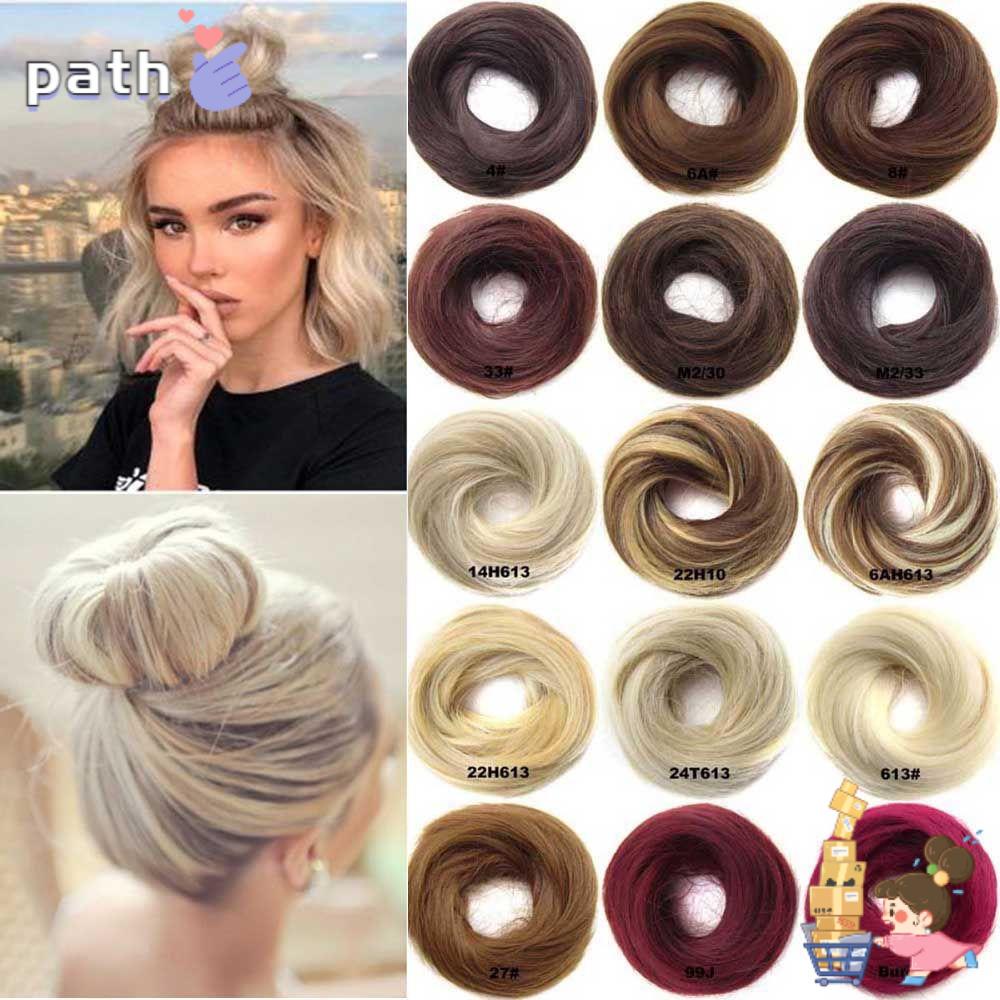 ♪PATH♪ High Temperature Synthetic Hair Bun Hair Extension Brown Blonde Rubber Band Hair Accessories Hairdressing Hairband Elastic Band Elastic Wig Donut Chignon Straight Scrunchie