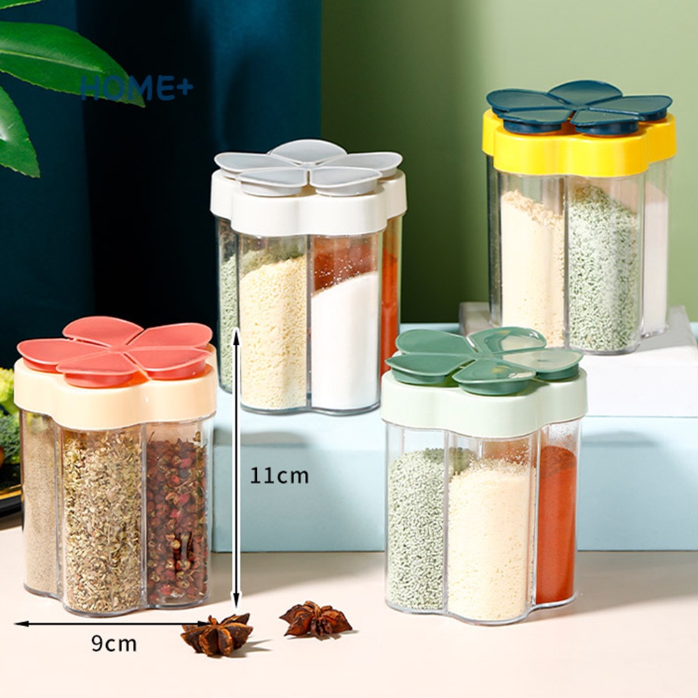 Hộp Đựng Gia Vị Nắp Lật Trong Suốt Gọn Nhẹ 5 Trong 1