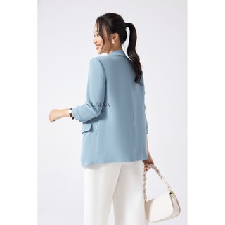 LALYA_Áo Blazer cổ sam basic - Xanh