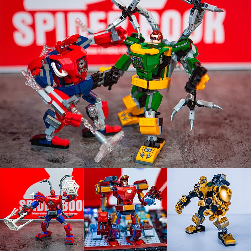 Spider-Man Iron Man Dr. Octopus Thanos Avengers Mecha Series Đồ chơi khối xây dựng lắp ráp