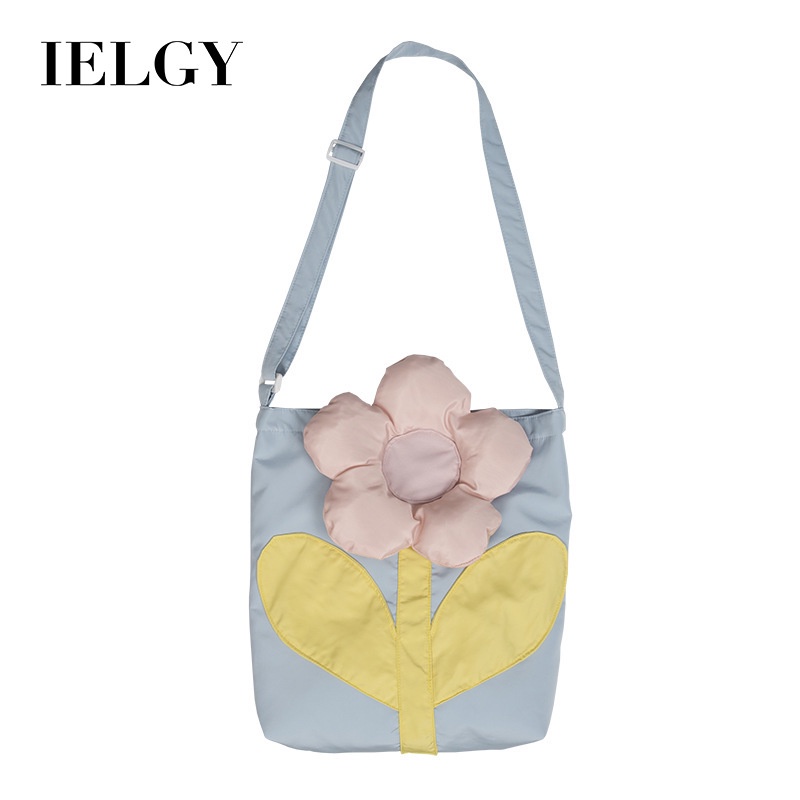 Túi đeo vai IELGY vải canvas cỡ lớn họa tiết hoa dễ thương thời trang