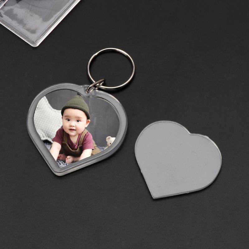 Móc Chìa Khóa Màu Trong Suốt Sáng Tạo Kèm 10 Tấm Chèn Ảnh Của Bạn