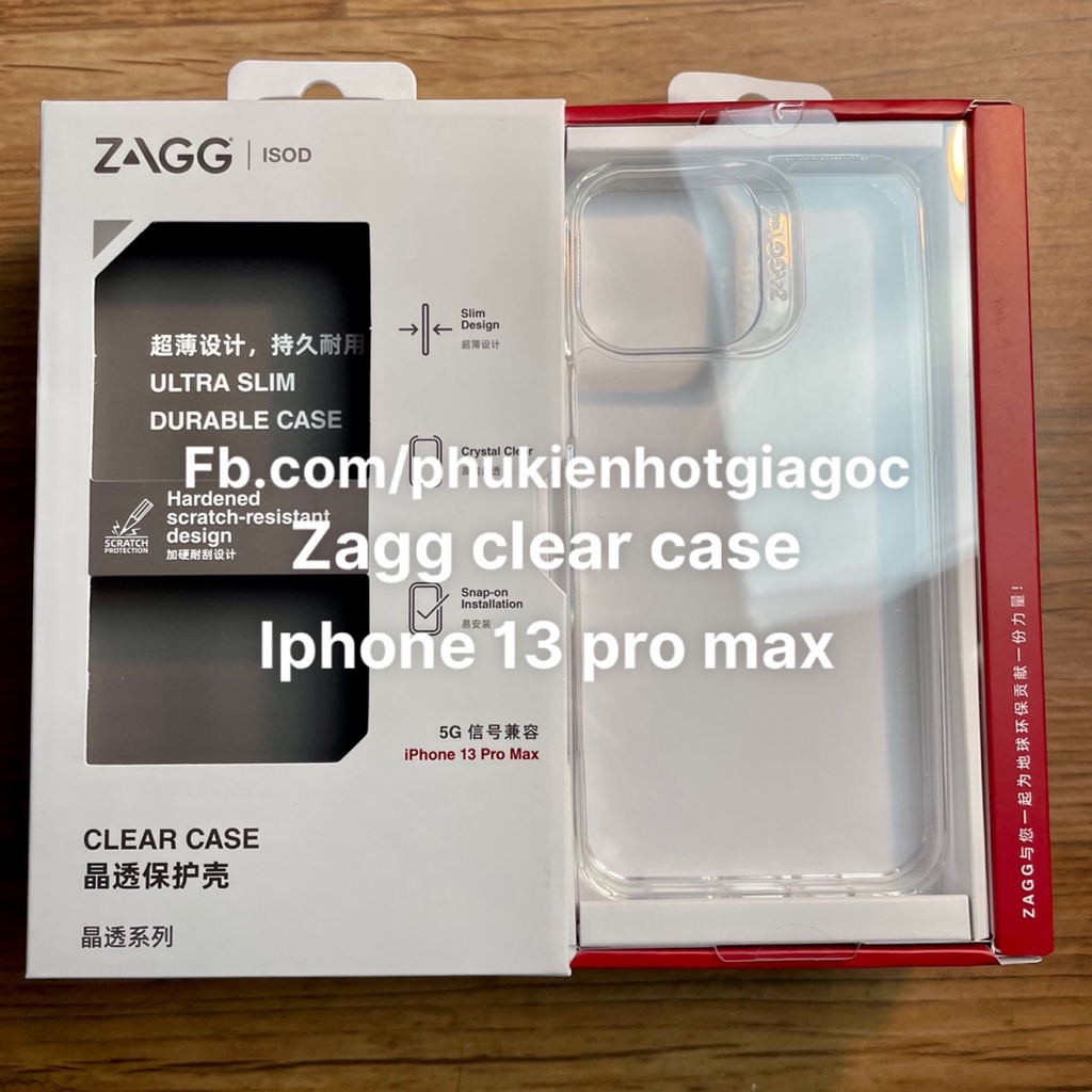 Ốp chống sốc cao cấp ZAGG Trong Suốt hỗ trợ sạc không dây IP 14 Pro max / 13 Pro max lắp vừa 12 Pro max Gear4 Mophie