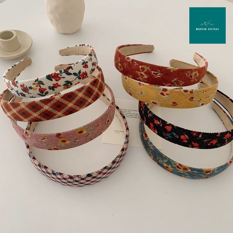 Bờm tóc vintage thời trang Pháp họa tiết hoa nhí