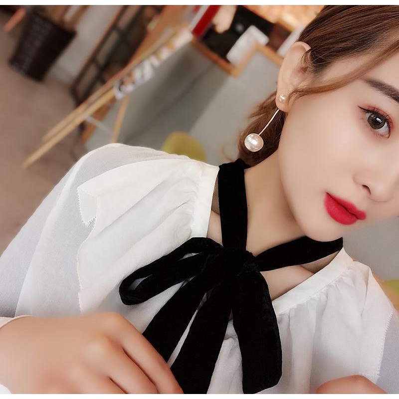 Bông tai, Khuyên tai nữ bạc 925 đính ngọc trai nhân tạo dáng dài