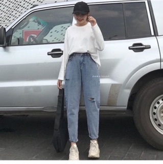 ☀️ Baggy Jeans Lưng Cao Rách 2PT