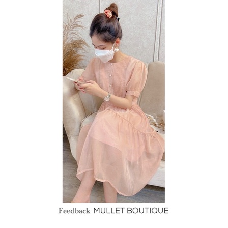 Váy tơ babydoll siêu nhẹ hồng nude MULLET