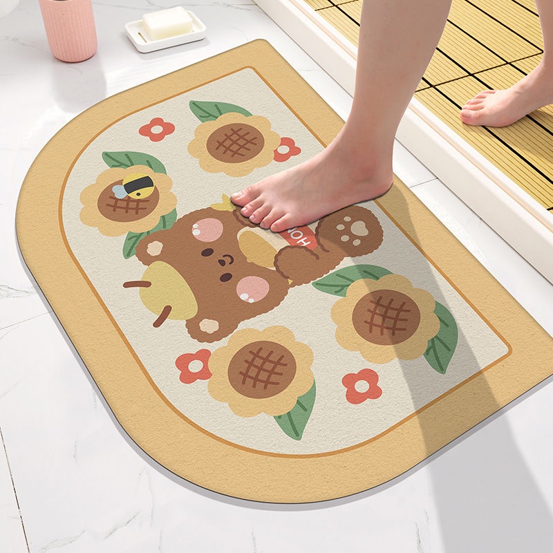 Thảm lót cửa chùi chân Chống Trượt Thấm Hút Tốt Nhanh Khô Họa Tiết Hoạt Hình Đáng Yêu
