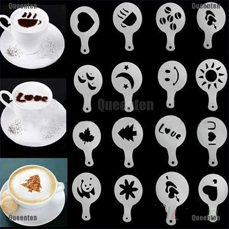 ★Nữ Hoàng★Set 16 Khuôn Phun Họa Tiết Hoa Trang Trí Máy Pha Cà Phê