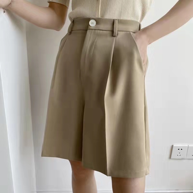 Quần Lửng Màu Trơn Phối Túi Thiết Kế Thanh Lịch Cho Phái Nữ