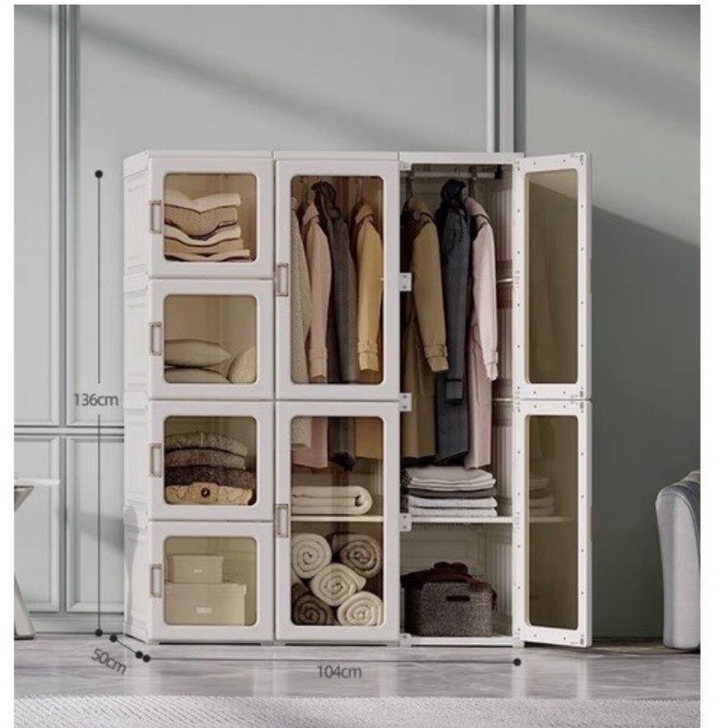 Tủ quần áo nhựa gấp gọn trong suốt ANT BOX - Tủ đựng đồ gấp gọn tiện lợi nhựa cứng, không cần lắp ráp