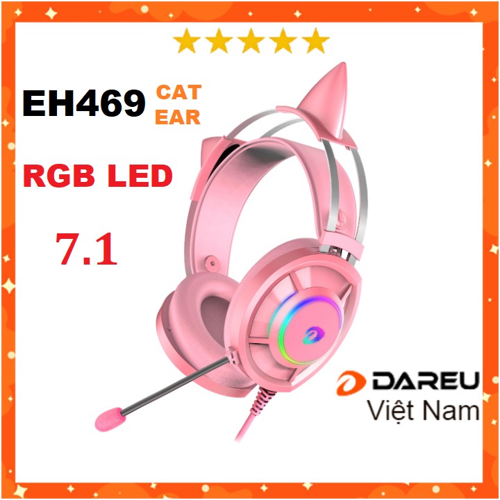 Tai nghe Gaming Dareu EH469 Queen 7.1 RGB Led - Hồng Pink Có Tai Mèo | BigBuy360 - bigbuy360.vn
