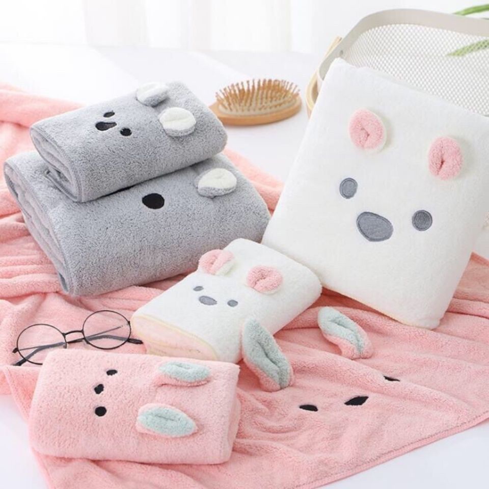 Khăn Tắm Cotton Dày Dặn Siêu Lớn Thấm Hút Tốt Kiểu Hàn Quốc Dễ Thương Cho Nam Và Nữ