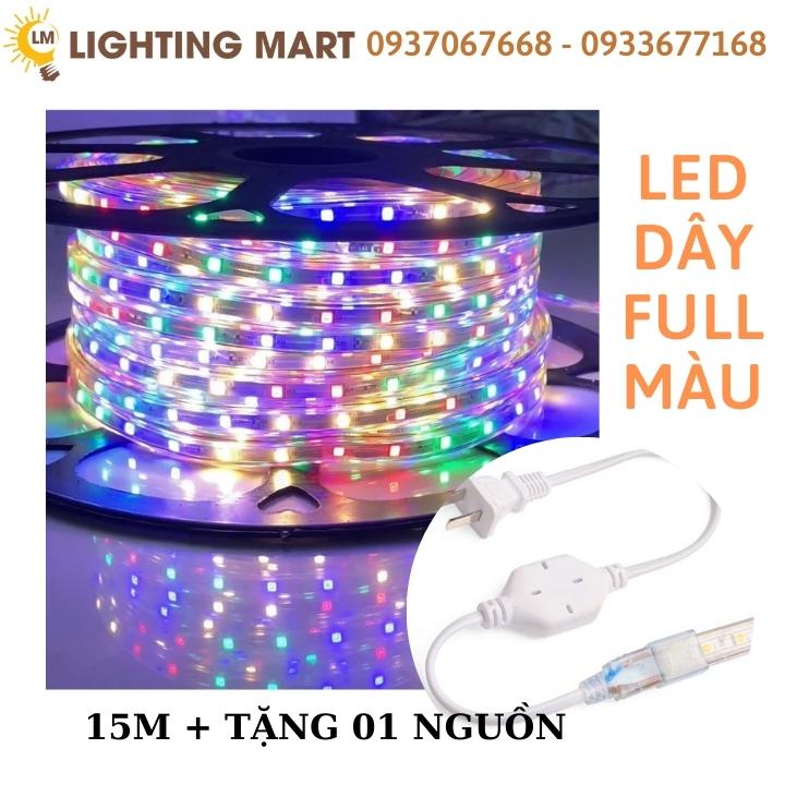 COMBO 15M DÂY LED 5050 FULL MÀU CHỐNG NƯỚC + TẶNG 01 NGUỒN
