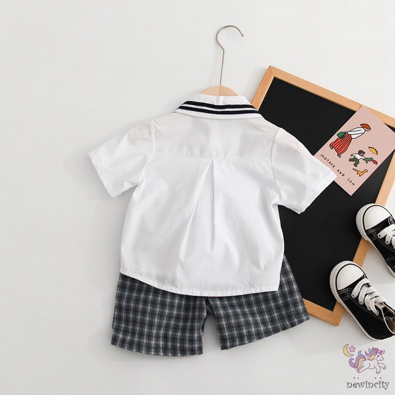 Set Áo Thun Tay Ngắn &amp; Quần Short Giả Váy Cho Bé Trai &amp; Gái