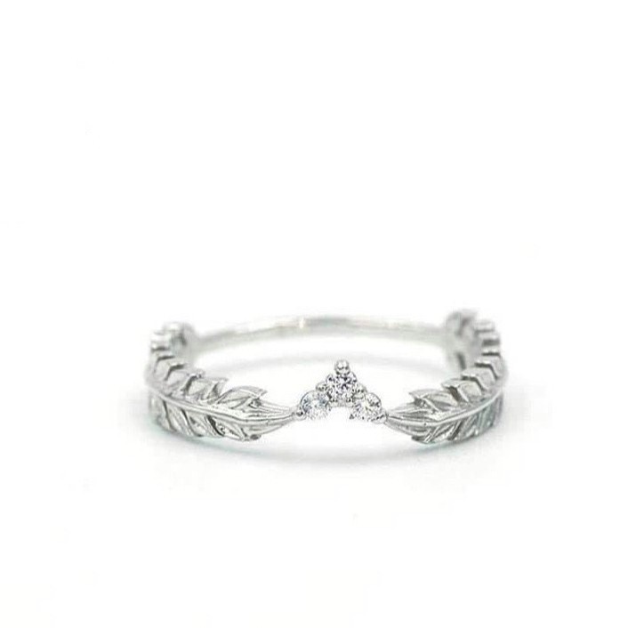 Nhẫn Bạc Nữ Đơn Giản, Nhẫn bạc ý ⚜️FREESHIP⚜️ Nhẫn Nữ Nguyệt Quế