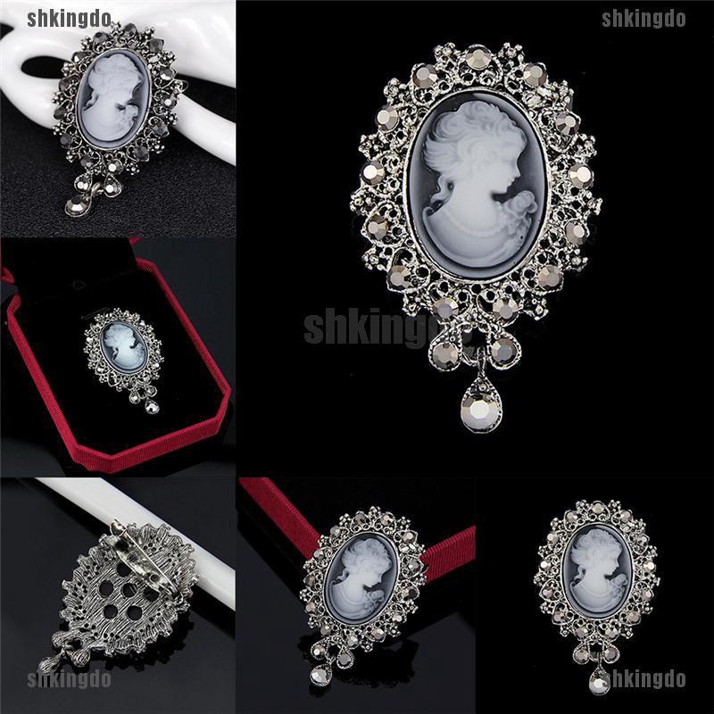 Ghim cài áo kim loại đính đá phong cách vintage