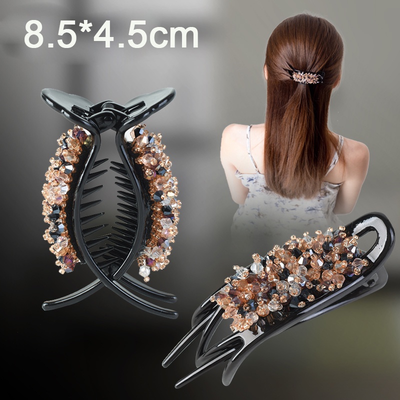 Kẹp Tóc Đính Hạt Pha Lê Đơn Giản Thời Trang Phong Cách Hàn Quốc Dành Cho Nữ