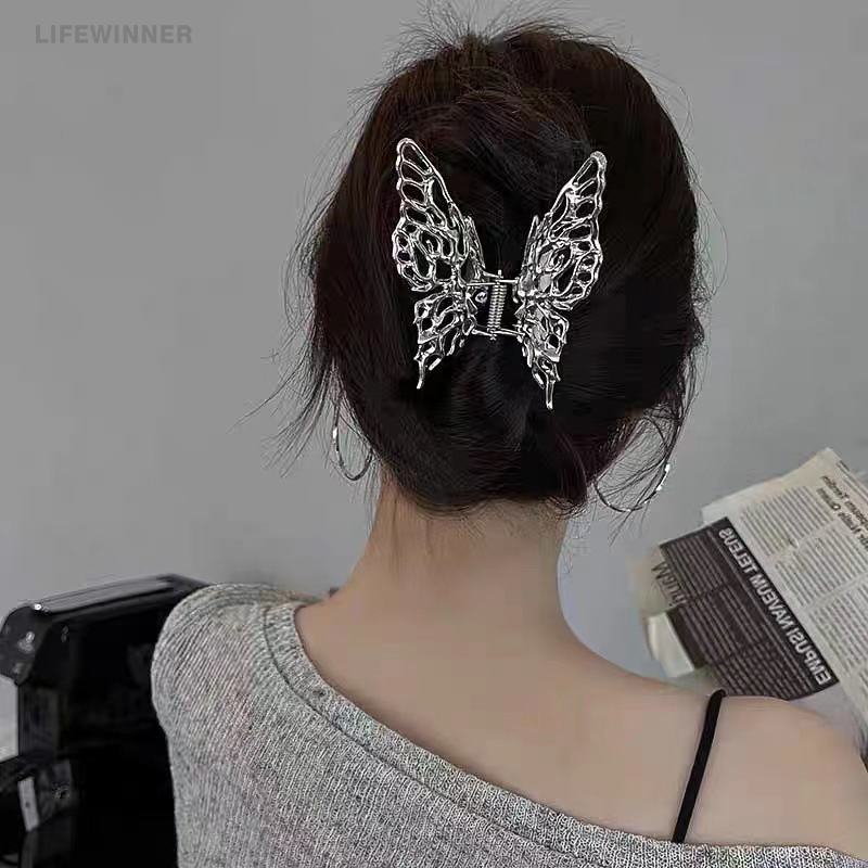 Kẹp Tóc Kim Loại Hình Cánh Bướm Thời Trang Hàn Quốc Giá Đỡ