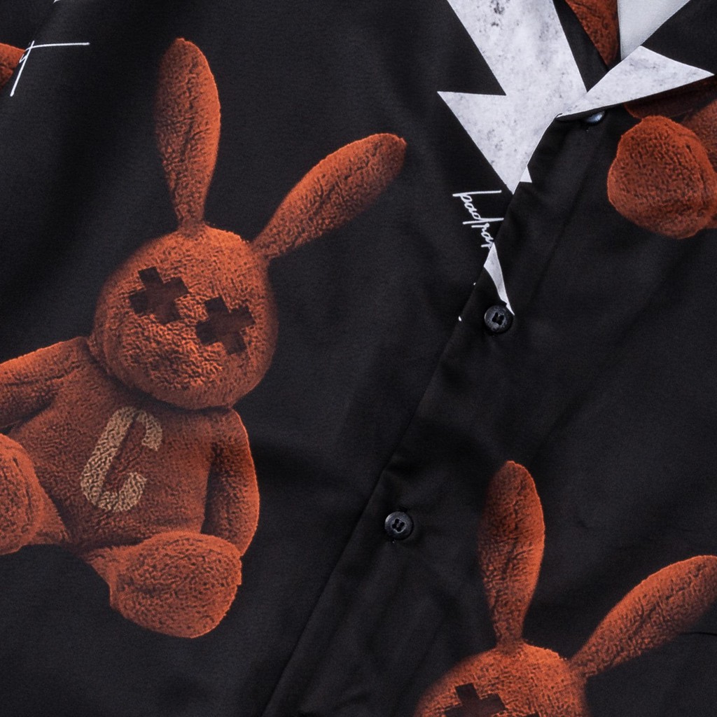 Áo sơ mi tay ngắn họa tiết BAD RABBIT tay lỡ, FORM UNISEX| CHUẨN CAO CẤP 1:1