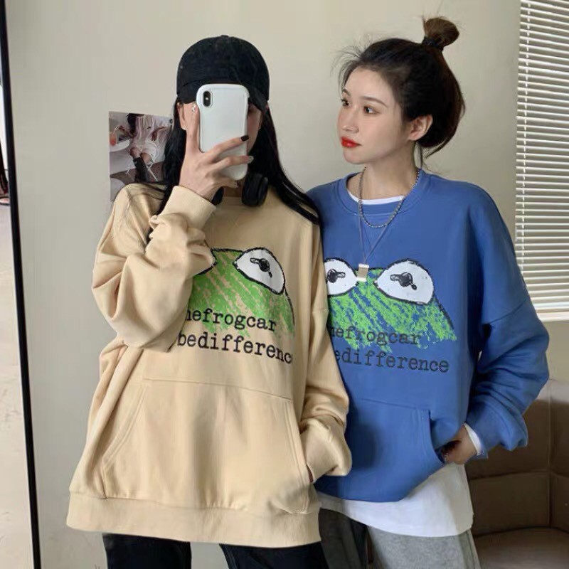 Áo sweater nỉ unisex form rộng Đầu Ếch phong cách ulzzang Wind Thu Đông | BigBuy360 - bigbuy360.vn