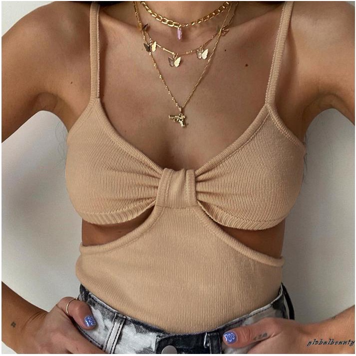 Áo hai dây cổ chữ V hở lưng màu trơn thời trang cho nữ