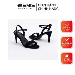 Giày sandal cao gót 7cm da lộn gemis – gm00055 đen/đỏ