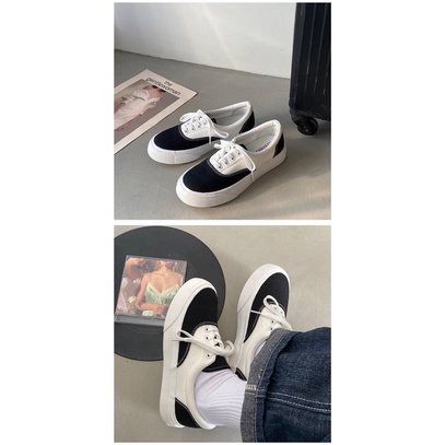 Giày thể thao đen trắng basic đế bánh mì ullzang sneaker đen trắng basic