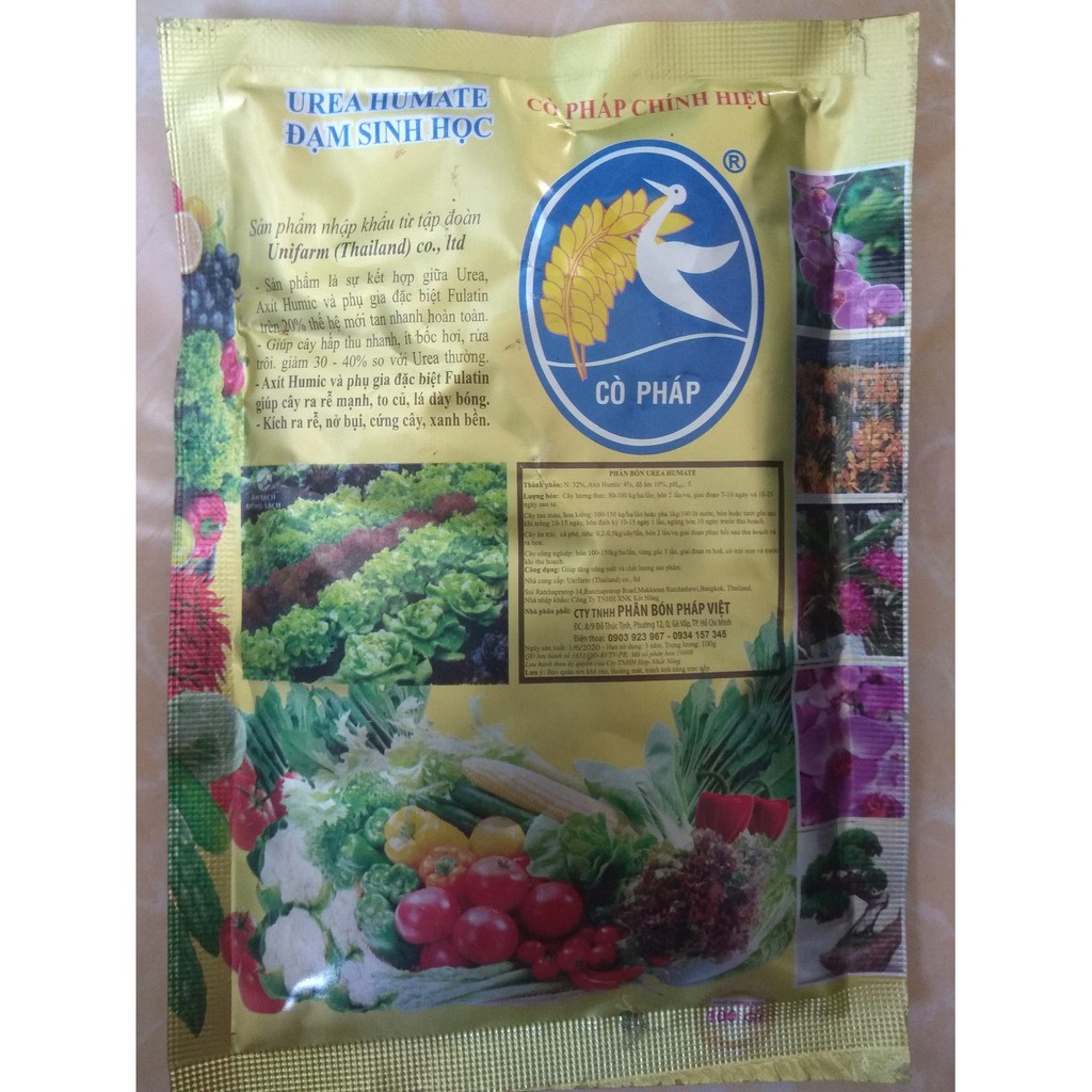 Phân bón đạm sinh học UREA HUMATE Cò pháp chính hiệu - gói 100 gram