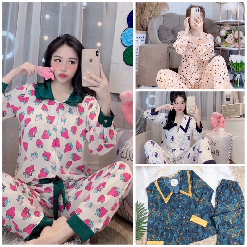 Đồ bộ lụa maingo cao cấp tay dài quần dài nhiều kiểu dáng