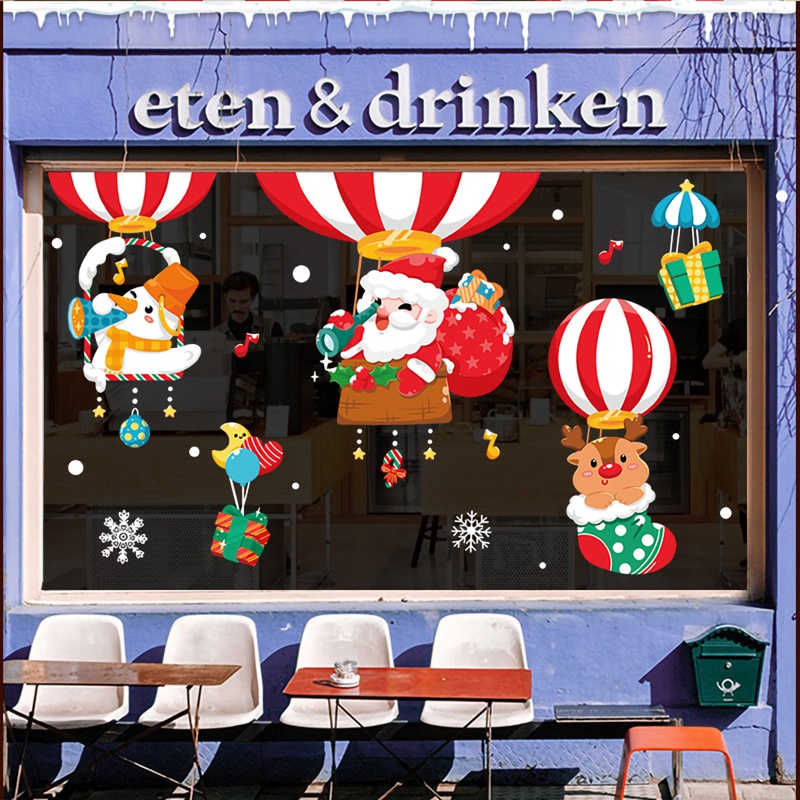 Sticker Dán Cửa Kính Trang Trí Giáng Sinh Năm Mới 2022