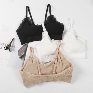 Bralette thun viền ren