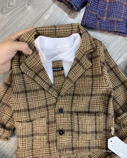 BỘ VEST CAO CẤP DẠ KẺ CHO BÉ (hình thật)