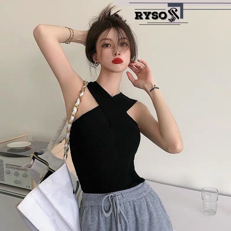 Áo croptop cổ yếm nữ chất thun gân co giãn cao cấp