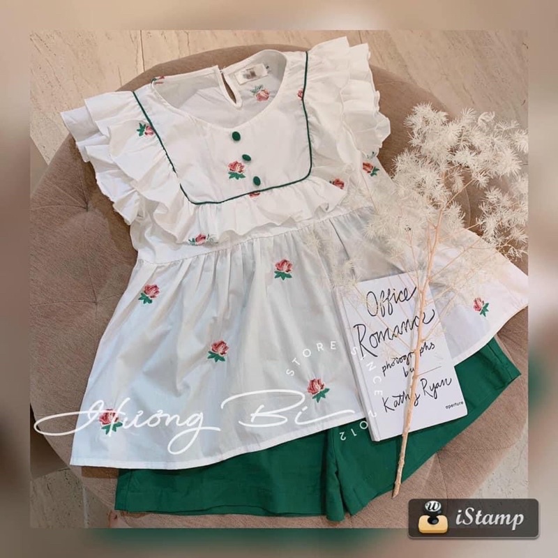SET ÁO BABYDOLL PHỐI SHORT XANH