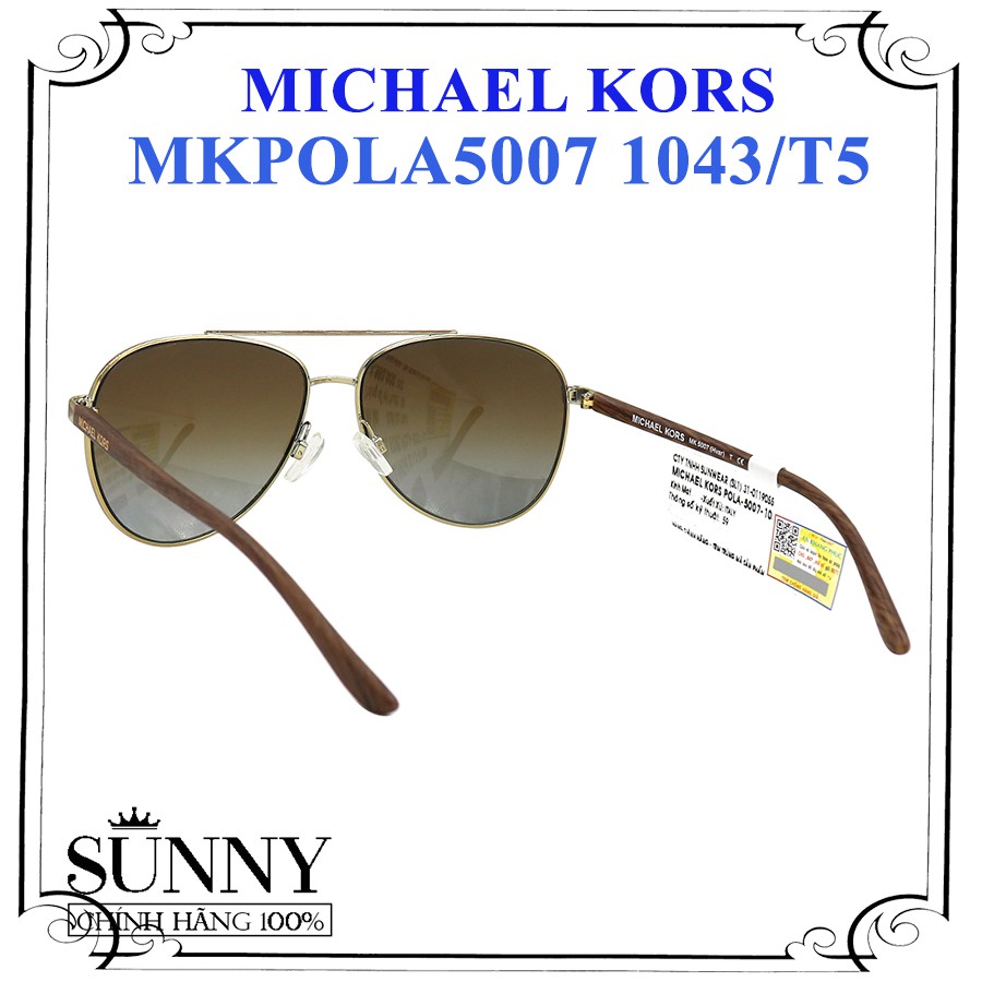 MKPOLA5007 1043/T5 kính mát Michael Kors chính hãng, thiết kế dễ đeo bảo vệ mắt