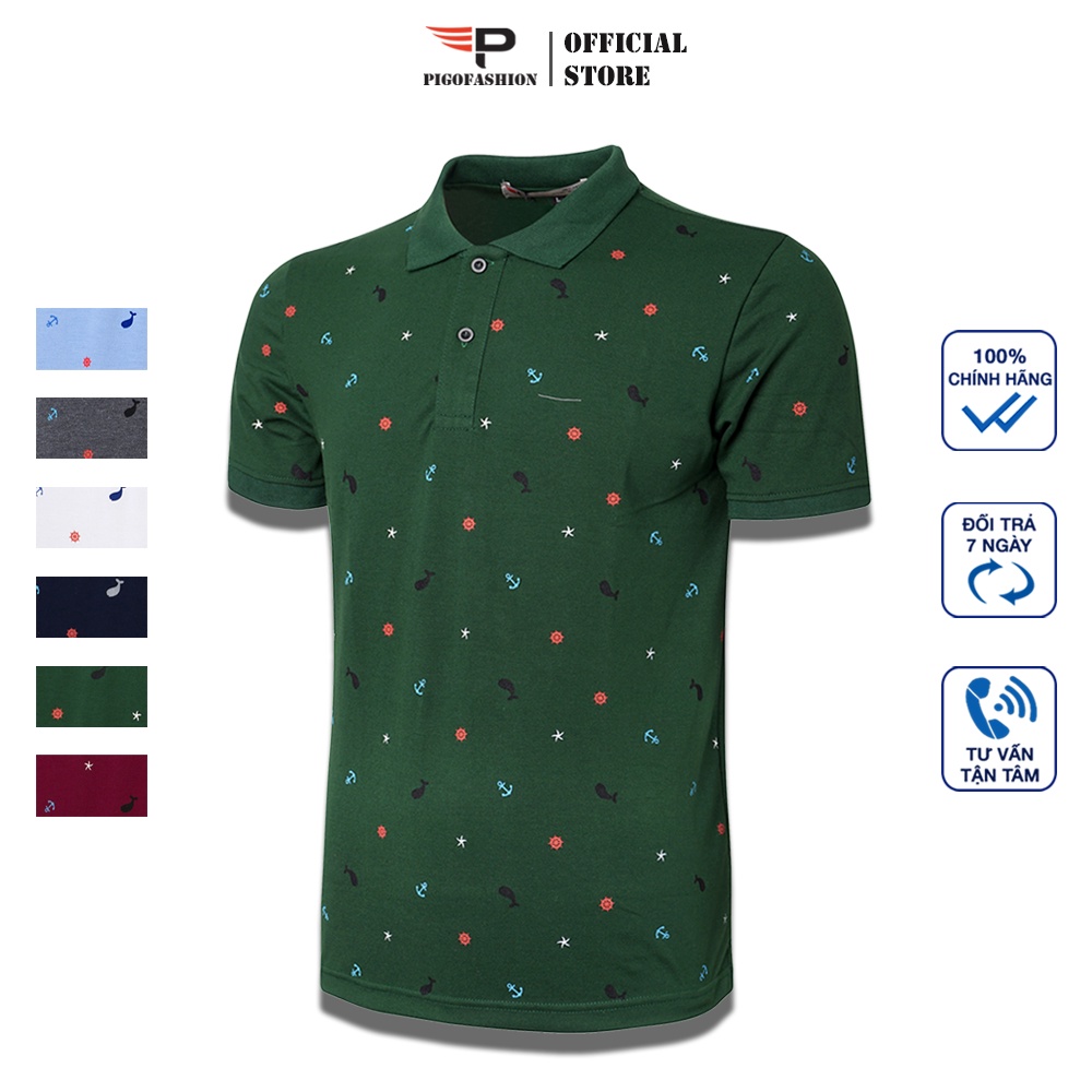 [Mã LTBAUAB19 giảm 7% đơn 99K] Áo thun cổ bẻ nam SPMAHT20 họa tiết vùng biển form ôm dày dặn - PigoFashion