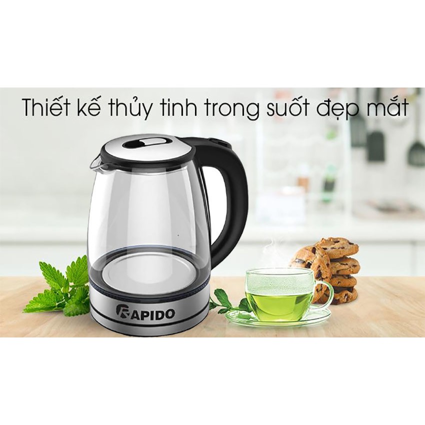 Ấm siêu tốc Thủy Tinh RAPIDO RK1818 1,8 lít