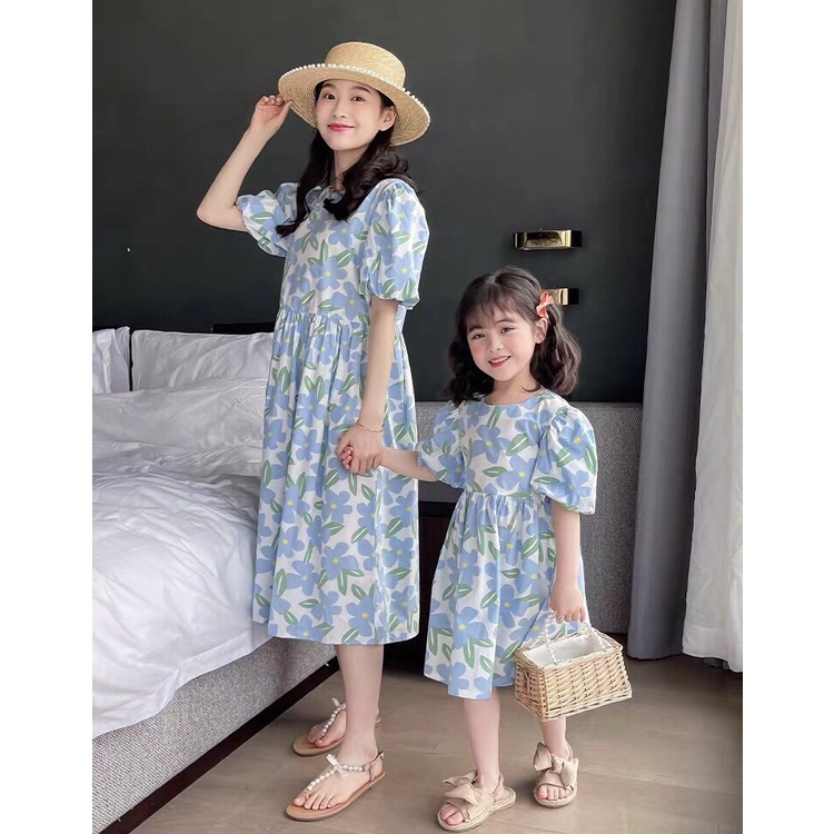 Váy Đôi Mẹ Và Bé, Set Váy Hoa Dành Riêng Cho Mẹ Và Bé đi biển hàng thiết kế cao cấp