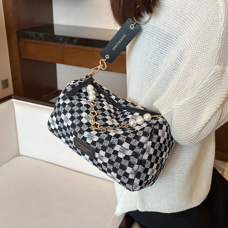 Túi đeo chéo IELGY cỡ nhỏ họa tiết sọc caro thời trang dễ phối đồ dành cho nữ