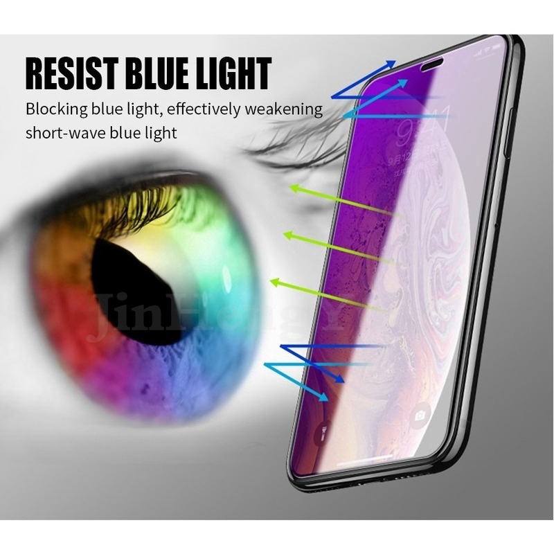 Màn hình kính cường lực HD ánh sáng tím cho Iphone 11 12 Pro MAX Mini 6 6s 7 8 Plus X Xs MAX XR