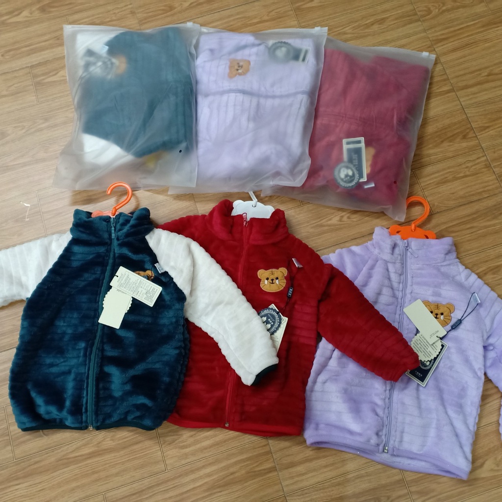 Áo khoác mùa đông cho bé trai bé gái chất liệu lông thỏ 5-15kg