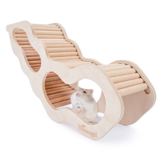 🐹Cầu thang gỗ kết hợp ống chui cho Hamster 9x20x36🐹