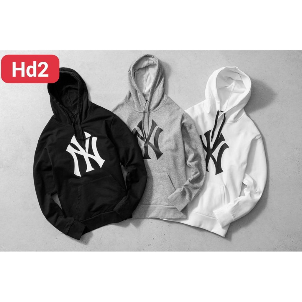 ÁO NỈ BÔNG NY CÓ NÓN HOODIE TRƠN TÚI TRƯỚC UNISEX (KEM TAN)